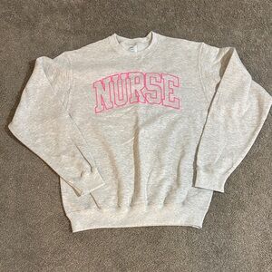 Gray Sweatshirt with Pink 'Nurse' Print